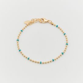 Bracelet boules fines dorées et perles turquoise