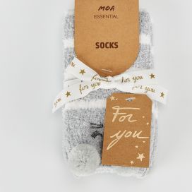 Chaussettes cocooning chat gris clair