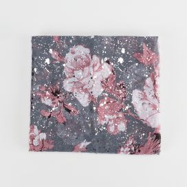 Foulard imprime floral gris avec détail foil