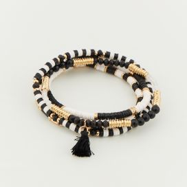 Lot de 5 bracelets élastiques perles noires