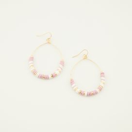 Boucles d'oreilles perles fines multicolores avec chaine pompon 