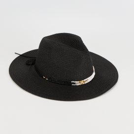 Chapeau noir finition perles