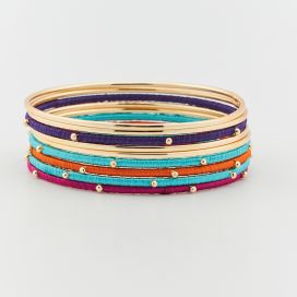 Lot de 9 bracelets métal et fils colorés multicolores